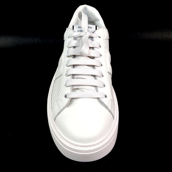 ALBERTO CICCIOLI 🇮🇹 MEN'S WHITE SOFT LEATHER  COMFORT SUMMER SNEAKERS - Picture 6 of 7